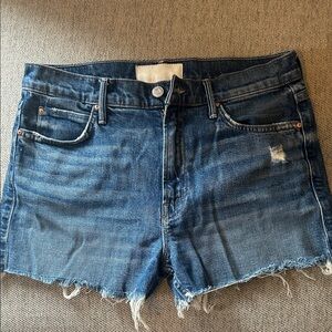 MOTHER Frayed Denim Shorts in Classic Blue